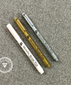 AMAK A266 White, Silver & Golden Metallic Brush Pen - 03 Pcs Set